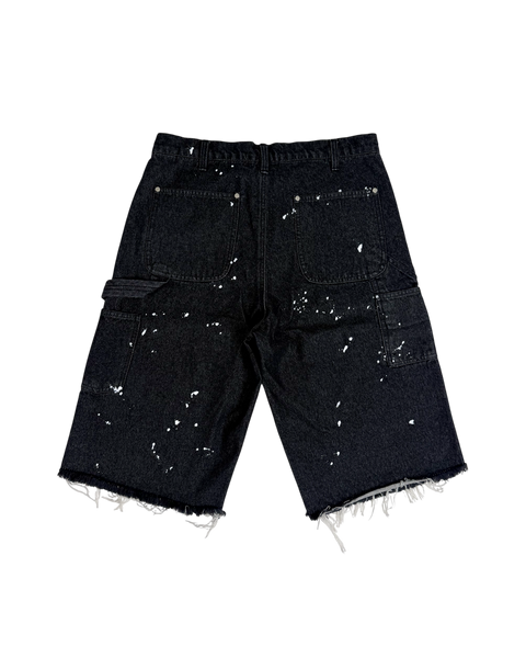 DISTRESSED CARPENTER SHORTS BLACK