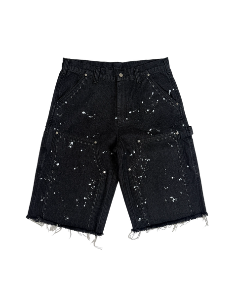 DISTRESSED CARPENTER SHORTS BLACK