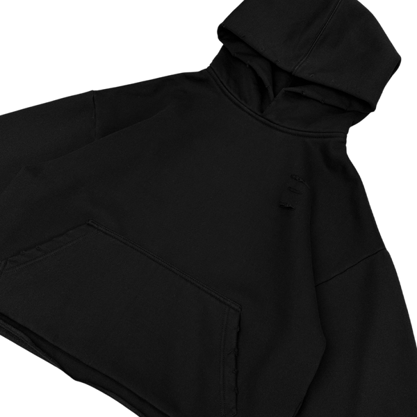 RAW HEM HOODIE BLACK