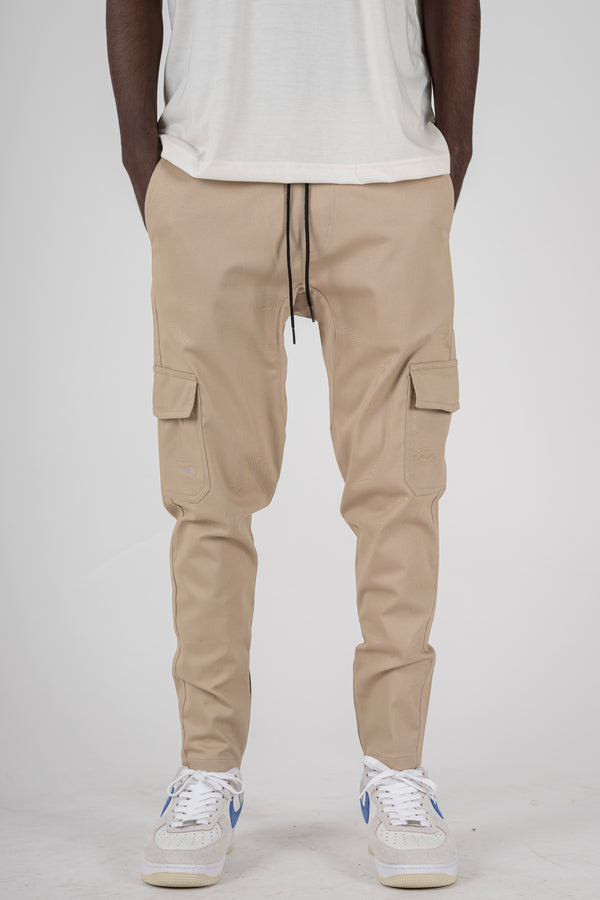 CARGO PANTS WITH ZIP IN LIGHT KHAKI