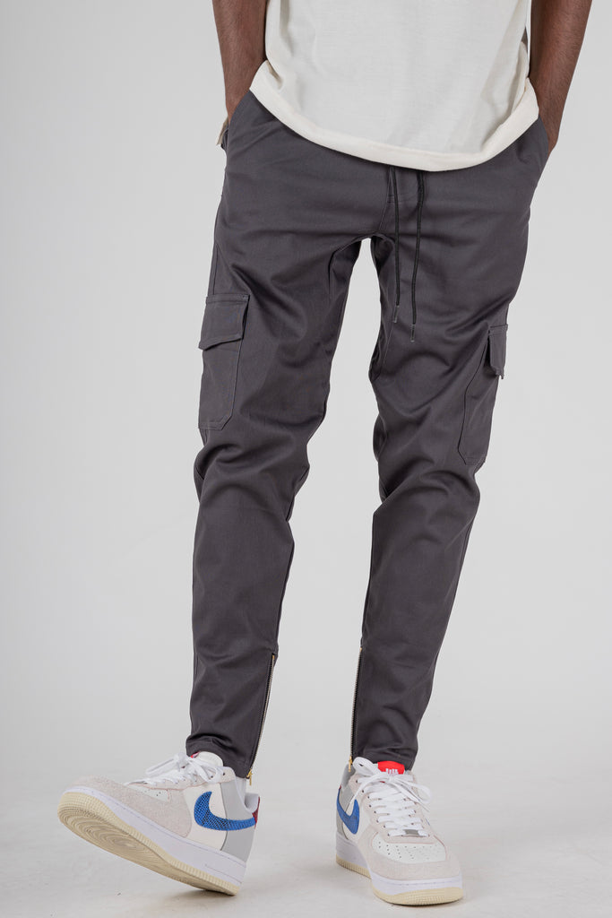 CARGO PANTS WITH ZIP IN DARK GRAY – HSO