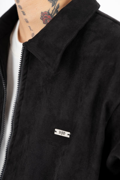 SUEDE JACKET IN JET BLACK