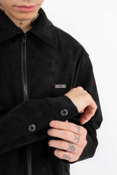SUEDE JACKET IN JET BLACK