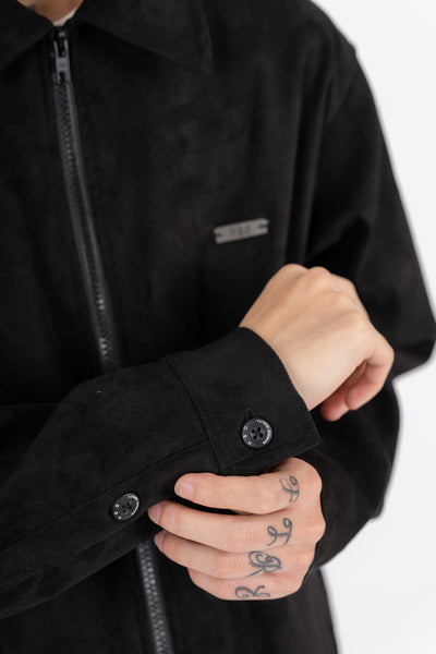 SUEDE JACKET IN JET BLACK