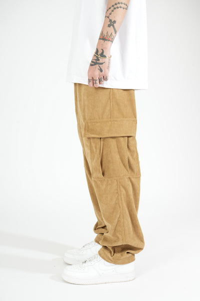 CORDUROY LOUNGE CARGO PANTS IN BROWN