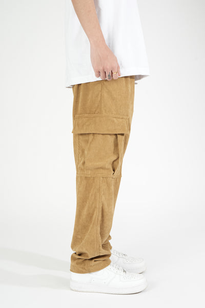 CORDUROY LOUNGE CARGO PANTS IN BROWN