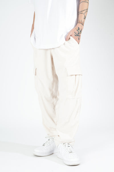 CORDUROY LOUNGE CARGO PANTS IN IVORY