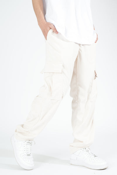 CORDUROY LOUNGE CARGO PANTS IN IVORY