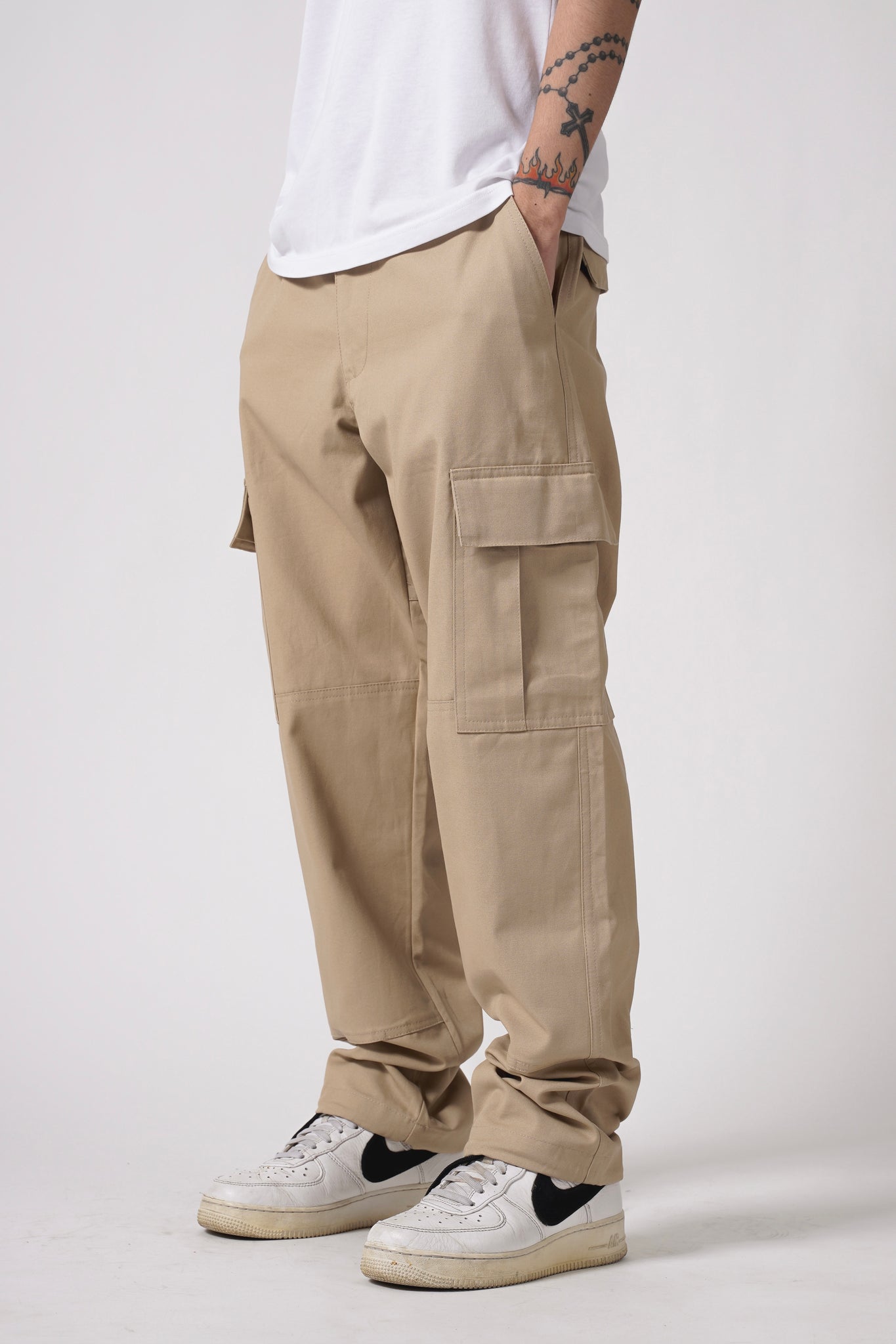 Momotaro Back Satin Brown Cargo Pants (Slim Tapered) - Okayama Denim
