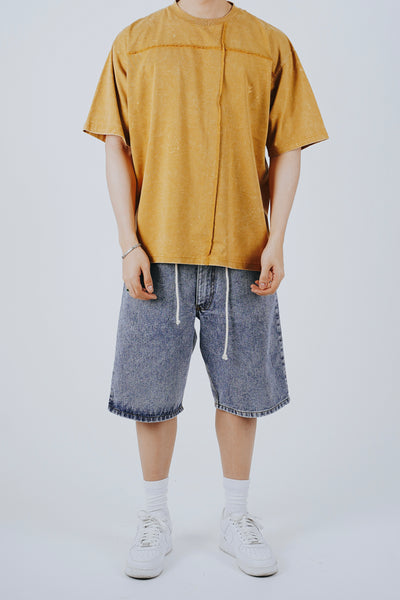 CUT OUT TEE IN OVERDYED MUSTARD
