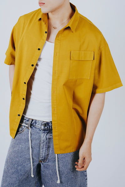 BUTTON DOWN SHIRT IN OVERDYED MUSTARD