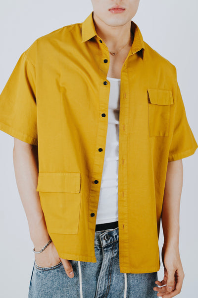 BUTTON DOWN SHIRT IN OVERDYED MUSTARD