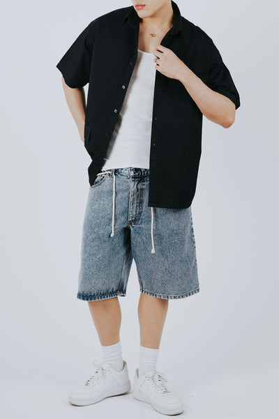 BUTTON DOWN SHIRT IN OVERDYED BLACK