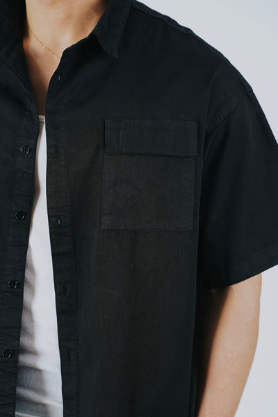 BUTTON DOWN SHIRT IN OVERDYED BLACK