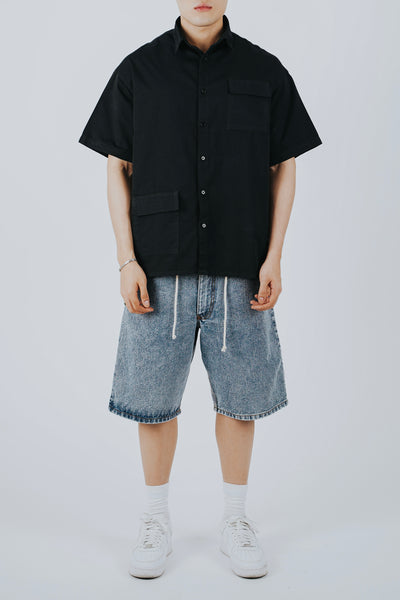 BUTTON DOWN SHIRT IN OVERDYED BLACK