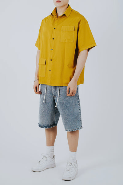 BUTTON DOWN SHIRT IN OVERDYED MUSTARD