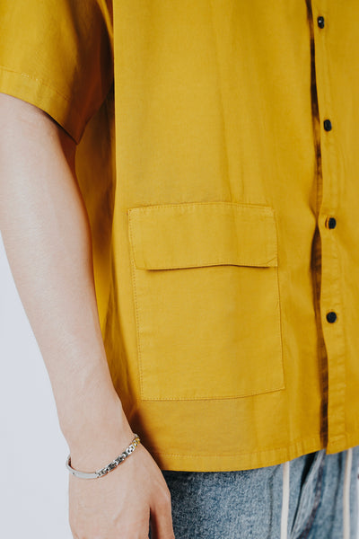 BUTTON DOWN SHIRT IN OVERDYED MUSTARD