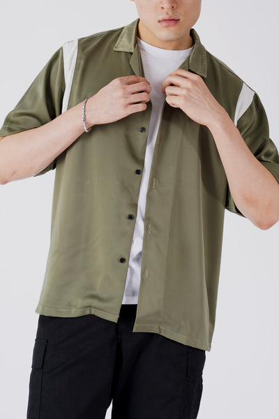 BOWLING SHIRT IN OLIVE GREEN