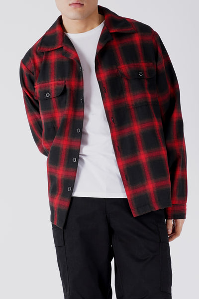 VAMP OPEN COLLAR SHIRT BLACK/RED