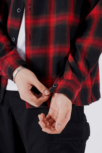 VAMP OPEN COLLAR SHIRT BLACK/RED
