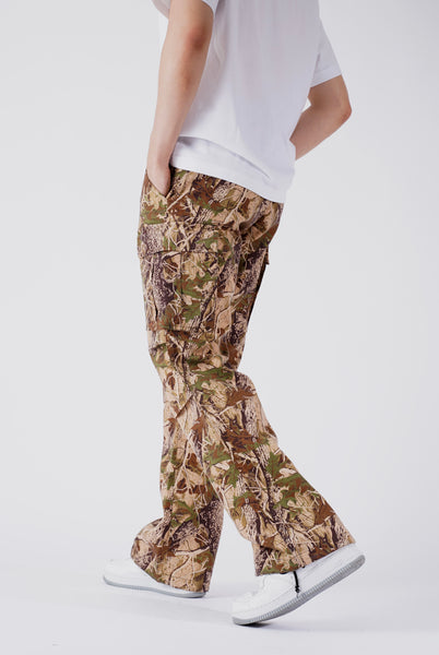 FLARED PANTS IN FOREST CAMOU