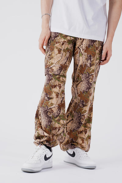 FLARED PANTS IN FOREST CAMOU