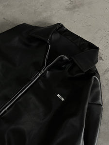 FULL ZIP LEATHER JACKET - BLACK